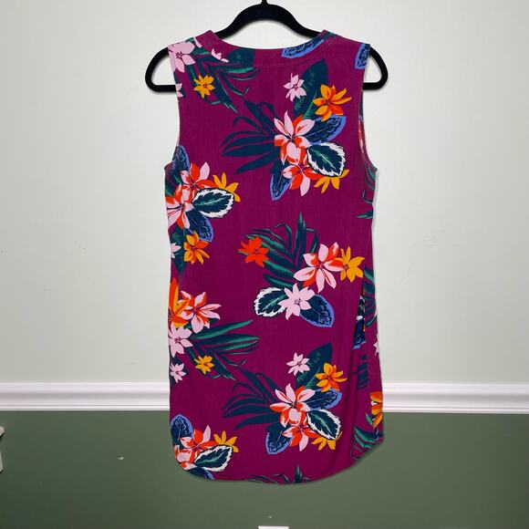 Old Navy Shift Dress Tropical Floral Sundress Sleeveless Tie V Neck Purple M - Picture 8 of 10